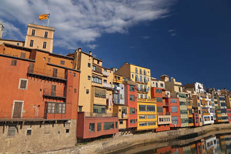 Picturesque view of the old town of Girona, Catalonia, Spainの写真素材