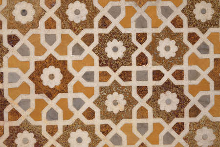 Pattern of a stone mosaic in a mosque. Full frame