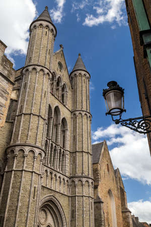 Facade of a church in Bruges, Belgium