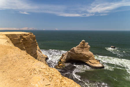 Cathedral rock formation in Paracas national park, Peruの写真素材