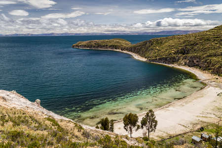 View at a beach in Isla del Sol, Titicaca, Boliviaの写真素材