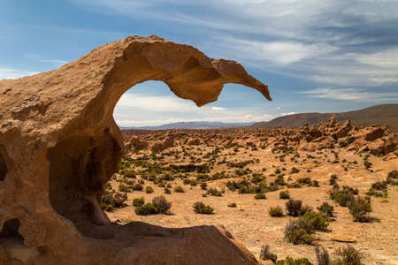 Volcanic rock formations in Altiplano, Boliviaの写真素材