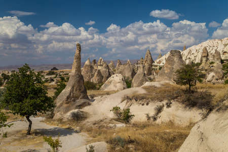 Rock formations called fairy chimneys. Cappadocia, Turkeyの写真素材