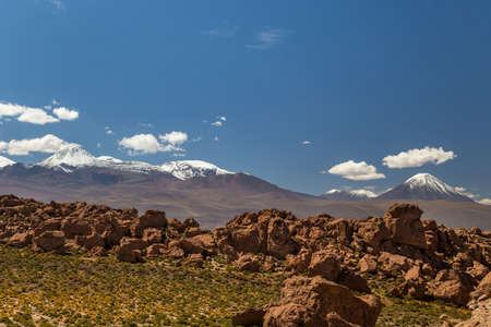 View to a mountain range with volcanos, Andesの写真素材