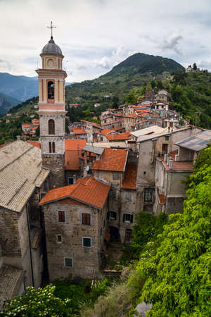 Medieval church Nostra Signora Assunta in Triora, Liguria, Italyの写真素材
