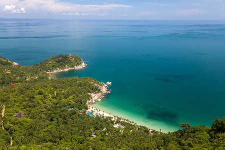 Bird eye view to a tropical beach. Koh Phangan, Thailandの写真素材