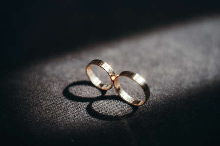 Wedding gold rings in a box