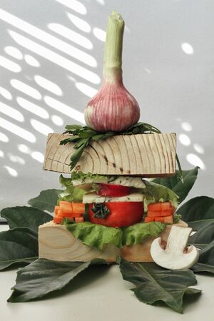 Creative sandwich, design food, crazy modern view of healthy foodの写真素材