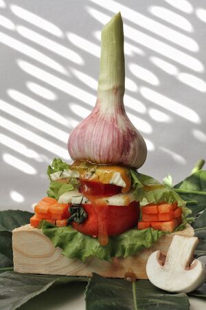 Creative sandwich, design food, crazy modern view of healthy foodの写真素材
