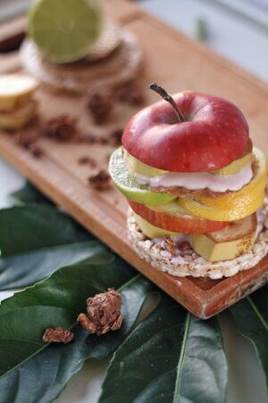 Creative sandwich, design food, crazy modern view of healthy food, summer moodの写真素材