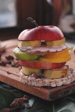 Creative sandwich, design food, crazy modern view of healthy food, summer moodの写真素材