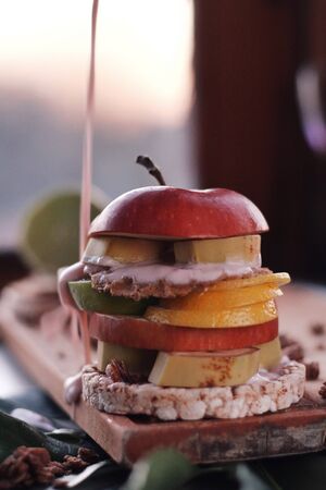 Creative sandwich, design food, crazy modern view of healthy food, summer moodの写真素材