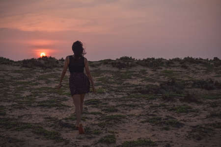 walking to the sunの写真素材