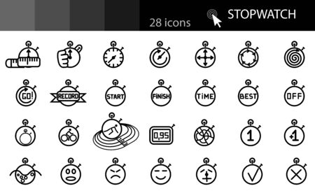 STOPWATCH set in a linear style iconsのイラスト素材