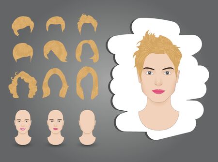 hairstyles for women set blondのイラスト素材
