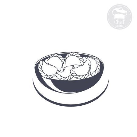 Icon dumpling in a deep plateのイラスト素材
