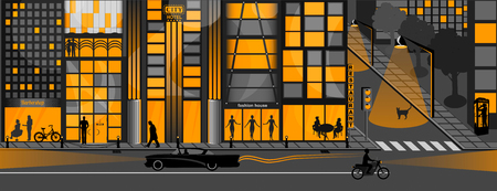 Nightlife background image orange, Lights of the night cityのイラスト素材