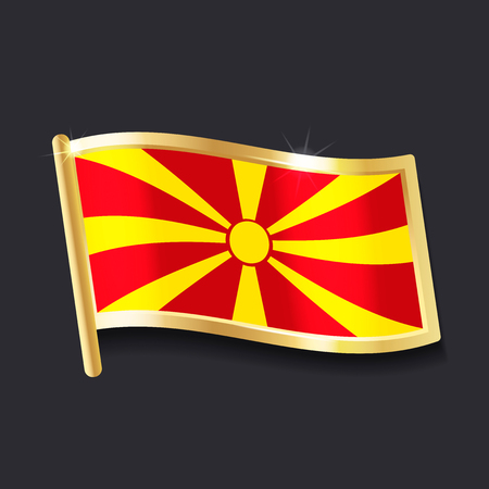 flag of Macedonia in the form of badge, flat imageのイラスト素材