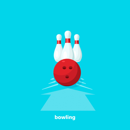bowling ball and bowling pins, flat vector imageのイラスト素材