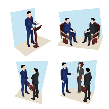 Vector of business man having meeting in their suits.のイラスト素材
