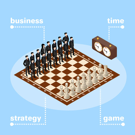 business team, chess board with figures, business strategyのイラスト素材