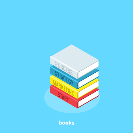 books icon on a blue background, isometric styleのイラスト素材