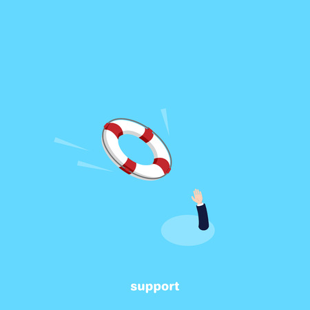 a lifeline and a protruding arm, an isometric image Vector illustration.のイラスト素材