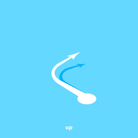 Rising up white arrow on a blue background, isometric imageのイラスト素材