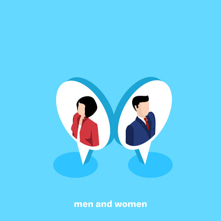man and woman in business suits icons, isometric imageのイラスト素材