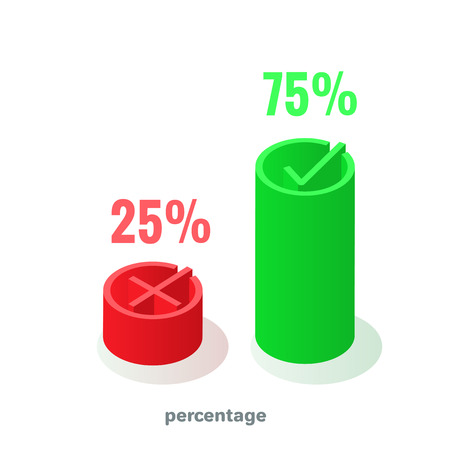 positive and negative icons on a blue background, isometric imageのイラスト素材