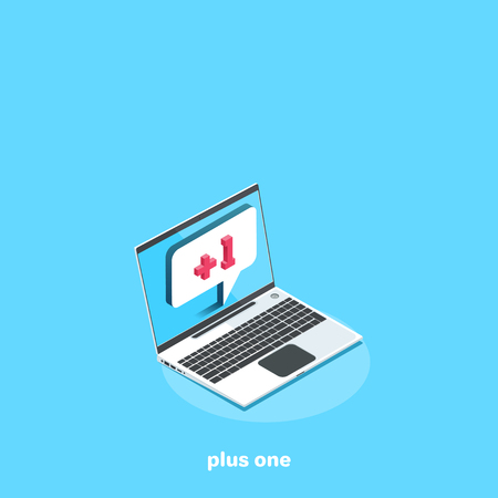 icon plus one for social networks in isometric styleのイラスト素材