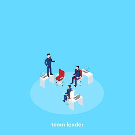 people in business suits work in a team, an isometric imageのイラスト素材