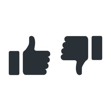 flat vector image on white background, like and dislike icons in blackのイラスト素材