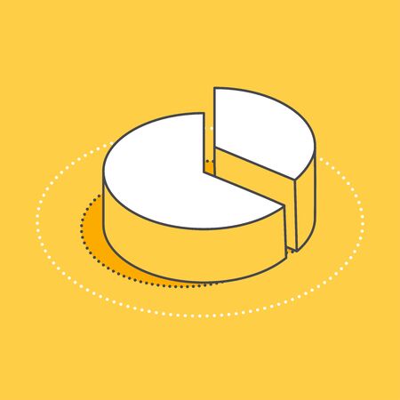 pie chart divided into parts, isometric vector icon on a yellow backgroundのイラスト素材