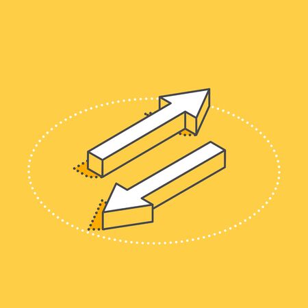 isometric vector icon on a yellow background, arrows pointing in different directions, changing directions or exchangingのイラスト素材