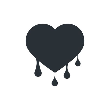 flat vector image on white background, heart icon with dropsのイラスト素材