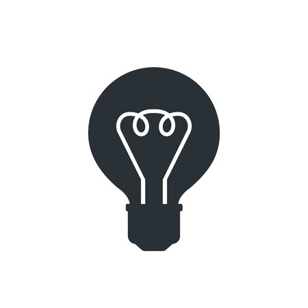 flat vector image on a white background, black light bulb icon, creative ideaのイラスト素材
