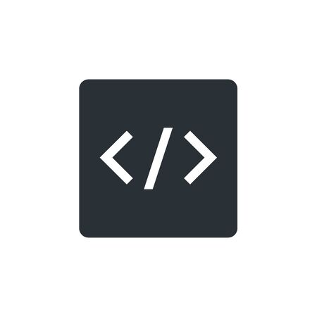 flat vector image on a white background, black square icon, program code or languageのイラスト素材