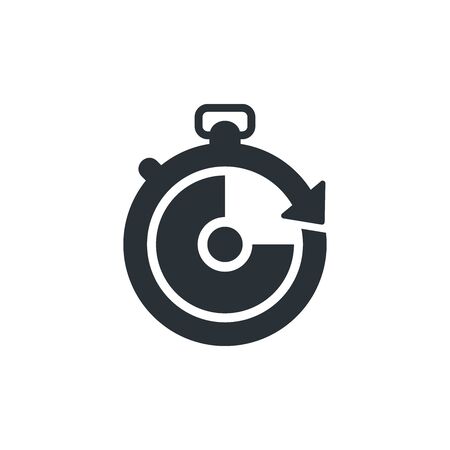flat vector image on white background, stopwatch icon with arrowのイラスト素材