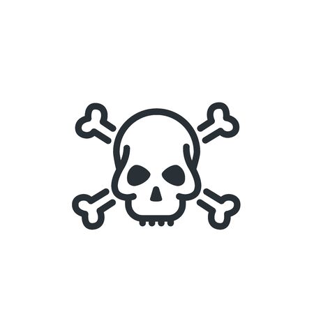 flat vector image on a white background, linear icon of skull and bones, pirate symbolのイラスト素材