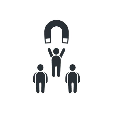flat vector image on white background, magnet icon for attracting people, customer acquisition or marketingのイラスト素材