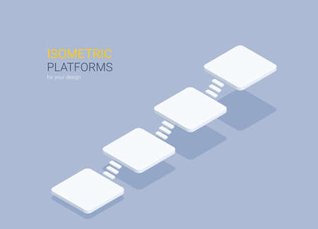 isometric vector illustration on gray background, isometric platforms for creating design projects and infographic templatesのイラスト素材