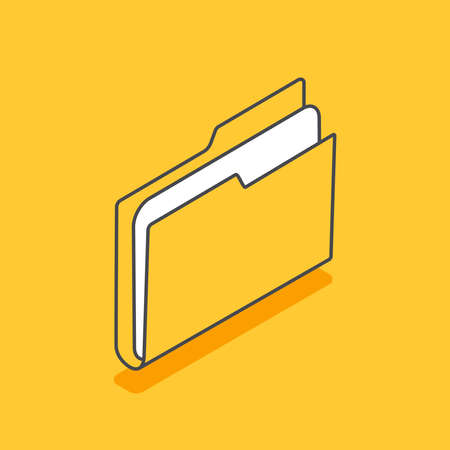isometric vector illustration on yellow background, document folder icon, design elementのイラスト素材