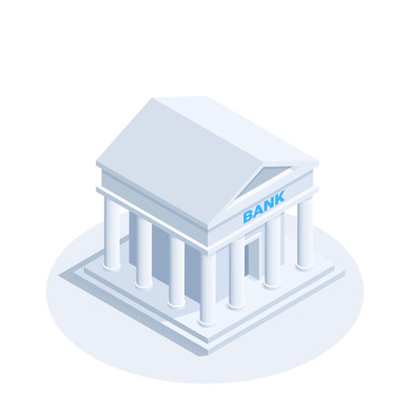 isometric vector illustration isolated on white background, bank icon, business and finance object or buildingのイラスト素材