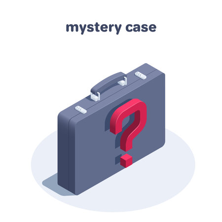 isometric vector illustration isolated on white background, case icon and question mark, mystery caseのイラスト素材