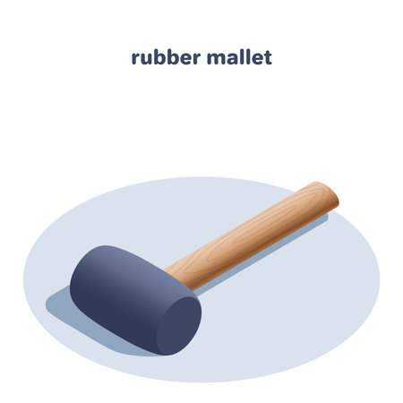 isometric vector illustration isolated on white background, ruber mallet icon, hand tools for workersのイラスト素材
