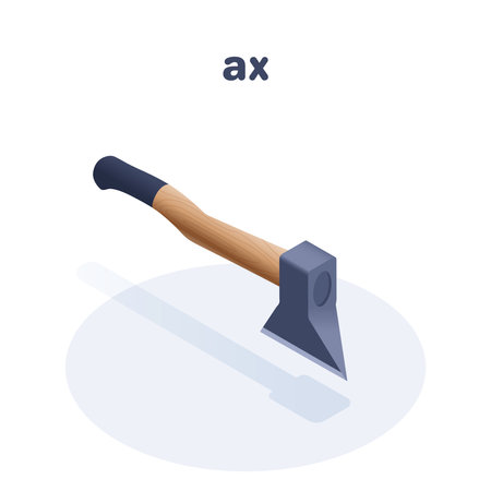isometric vector illustration isolated on white background, ax icon, hand tools carpentryのイラスト素材