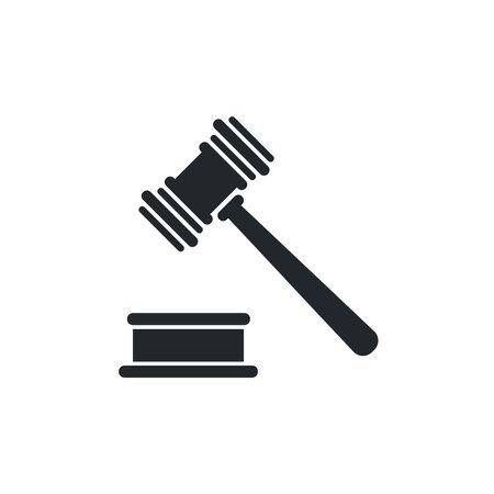flat vector image isolated on white background, judge gavel icon or auctionのイラスト素材