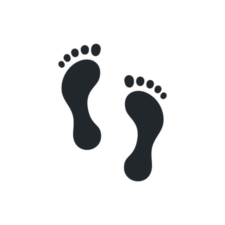 flat vector image isolated on white background, foot print iconのイラスト素材