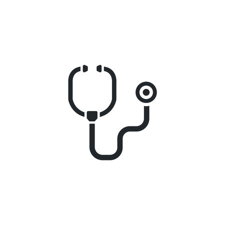 flat vector image isolated on white background, stethoscope icon, medicine and therapyのイラスト素材